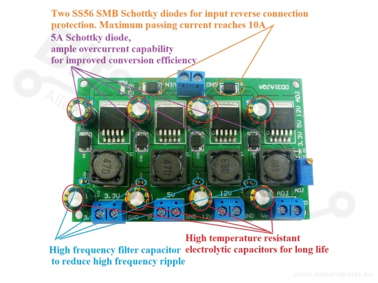 Buck converter Step Down DC-DC Uin: 4.5V-30V Uout: 3.3/5V/12V/adjV 3A 
